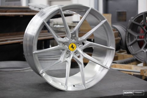 Vossen x Novitec NF8 21x9.5in - 5x114.3 BP - ET38 - Brushed Gloss Clear Ferrari 296 Front Wheel