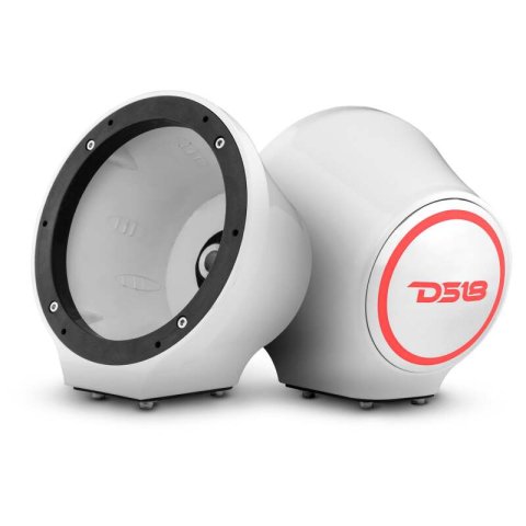 DS18 6.5in Marine And Powersports Universal Flat Mount Speaker Pod RGB LED Lights- White