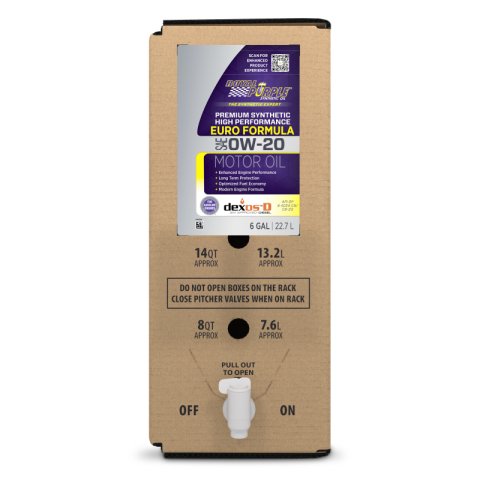 Royal Purple Premium Synthetic High Performance Euro Formula 0W20 Motor Oil - 6 Gallon Bag-In-Box
