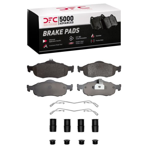 DFC 95-04 Ford Contour Front 5000 Advanced Low Metallic Brake Pads and Hardware Kit