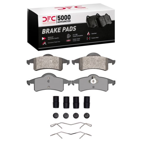 DFC 99-04 Jeep Grand Cherokee Rear 5000 Advanced Semi Metallic Brake Pads and Hardware Kit