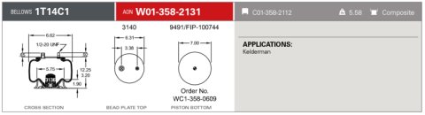 Firestone Ride-Rite Replacement Service Spring 1T14C1 RB 3/4CF 1/2ST PST (W013582131)