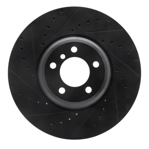 R1 2007-2008 BMW ALPINA B7 Front Left Drilled & Slotted Black Brake Rotor