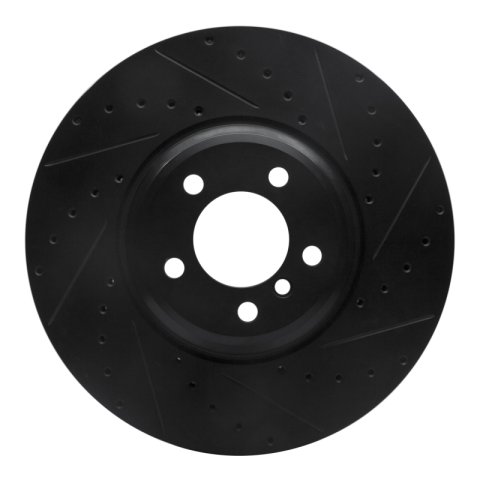 R1 2007-2008 BMW ALPINA B7 Front Right Drilled & Slotted Black Brake Rotor