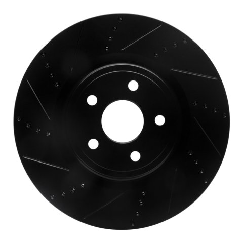 R1 2012-2025 Dodge Durango Front Left Drilled & Slotted Black Brake Rotor