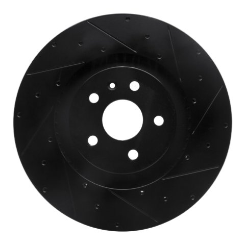 R1 2009-2015 Cadillac CTS Front Right Drilled & Slotted Black Brake Rotor