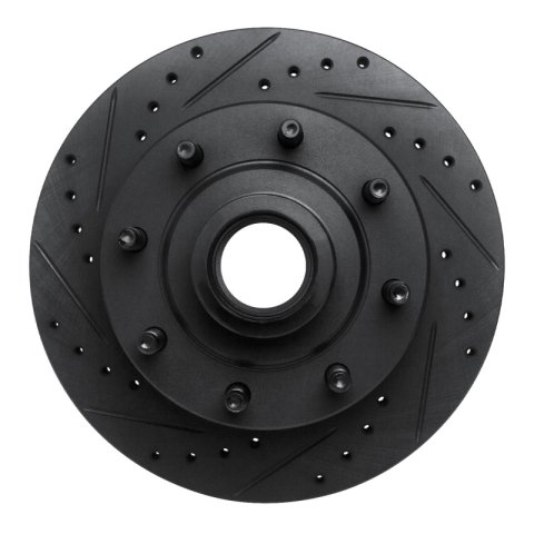 R1 1986-1994 Ford F-250 2WD (Excl Super Duty) Front Left Drilled & Slotted Black Brake Rotor