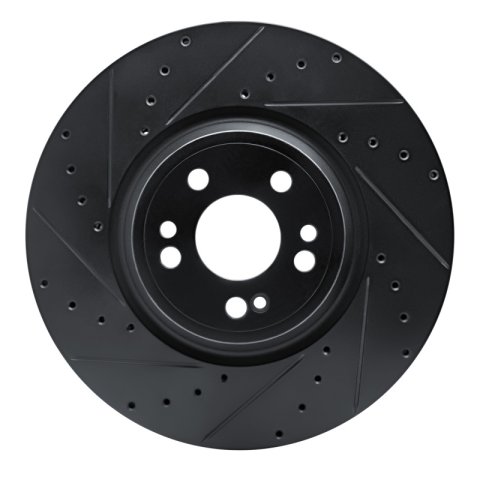 R1 2020-2025 Mercedes-Benz GLE350 Front Left Drilled & Slotted Black Brake Rotor