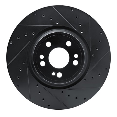 R1 2020-2025 Mercedes-Benz GLE350 Front Right Drilled & Slotted Black Brake Rotor