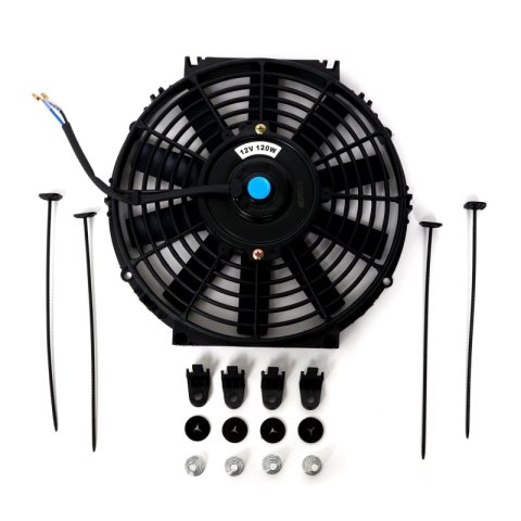 BLOX Racing Electric Slim Fan - 10in 120W - Straight Blade Black - V2