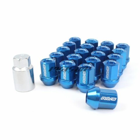 Rays Dura-Nut L32 Straight Type 12x1.50 Lug Nut Set 16 Lug 4 Lock Set - Blue