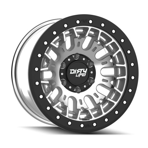 Dirty Life DT-3 17X9 6x139.7 -12 Offset - Machined Finish w/ Simulated Beadlock
