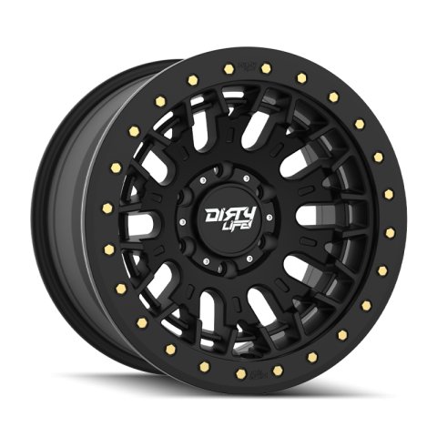 Dirty Life DT-3 17X9 6x139.7 -12 Offset - Satin Black w/ Simulated Beadlock