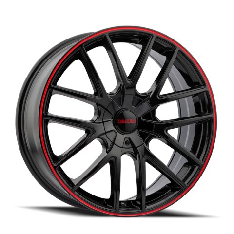 Touren 3260 TR60 17x7.5 / 5x108/114.3 BP / 42mm Offset / 72.62mm Hub Gloss Black w/ Red Ring Wheel