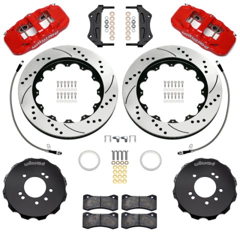 Wilwood 95-98 Nissan Skyline Aerolite 6R Front BBK w/ 14.00in D/S Rotors & Flexlines - Red