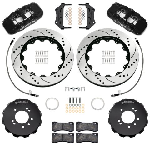 Wilwood 99-02 Nissan Skyline Aerolite 6R Front BBK w/ 14.00in D/S Rotors & Flexlines - Black