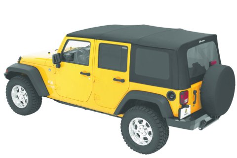 Bestop 10-18 Jeep Wrangler JK 4-Door Rep A-Top (Blk Diamond Sailcloth Tinted Windows No Door Skins)