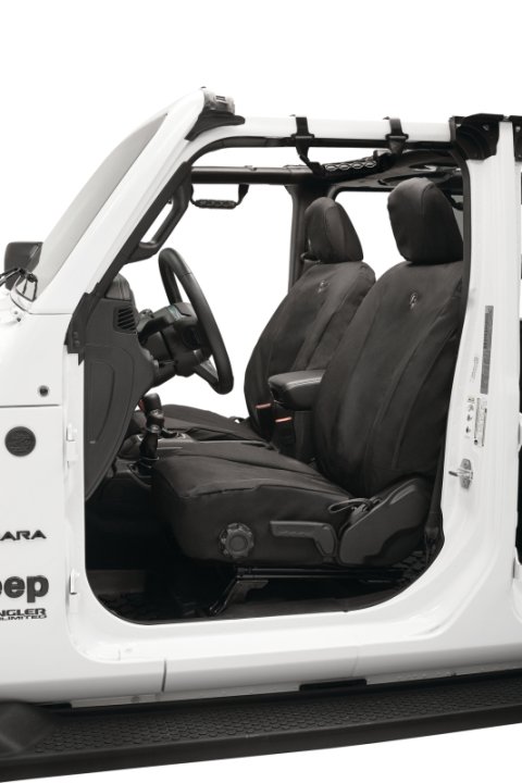 Bestop 20-23 Jeep Gladiator / 18-2023 Wrangler JL 4-Door Front Seat Covers (Black Diamond)