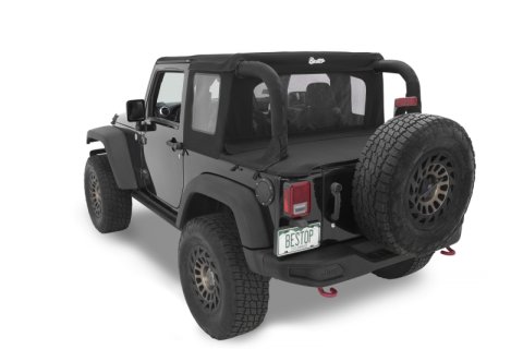 Bestop 07-18 Jeep Wrangler JK 2-Door Halftop Soft Top (Black Diamond)