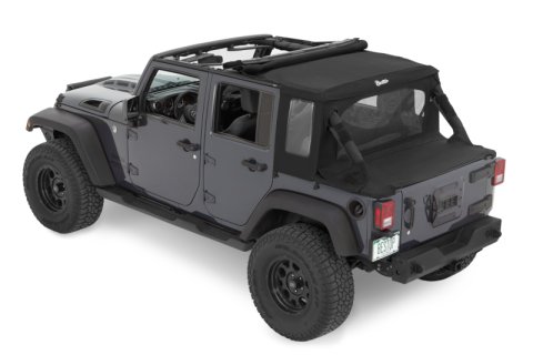 Bestop 07-18 Jeep Wrangler JK 4-Door Halftop Soft Top (Premium Black Twill)