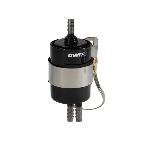 DeatschWerks 10 Micron 3/8in Barb Fuel Filter Regulator w/ Stainless Steel Body - Black