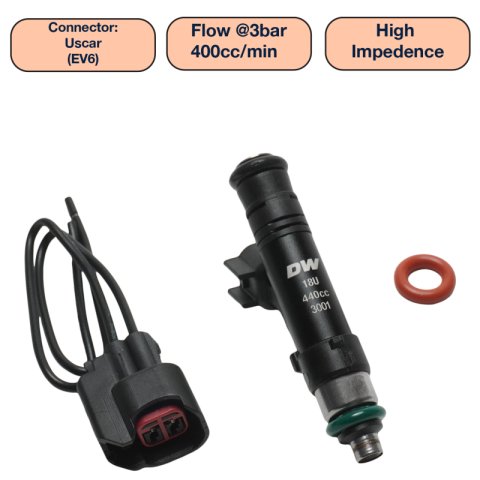 DeatschWerks Universal 440cc Single Fuel Injector / 60mm Length / 14mm O-Ring Seals