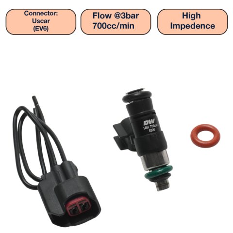 DeatschWerks Universal 700cc Single Fuel Injector / 34mm Length / 14mm O-Ring Seals