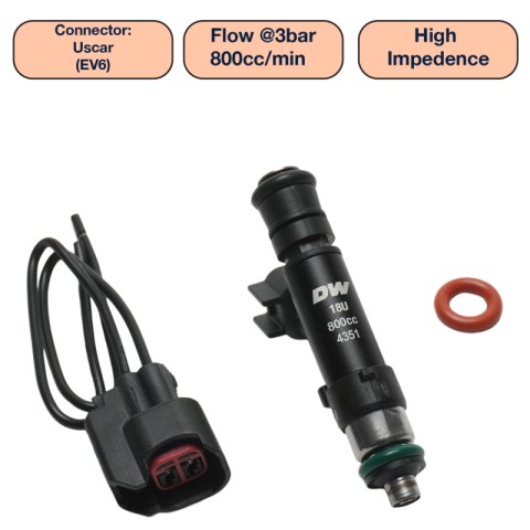 DeatschWerks Universal 800cc Single Fuel Injector / 60mm Length / 14mm O-Ring Seals