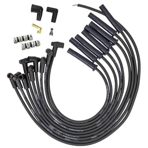 Moroso Ford 351C HEI-Style Cap Ultra 350 8mm Multi-Angle Boot Ignition Spark Plug Wire Set - Black