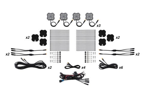 Diode Dynamics Rock Light - Red/White - M8 Magnet 12-Pack