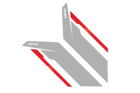 APR Sideburn Stickers - Silver APR/Red Stripe (Pair)