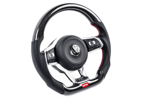 APR 15-26 Volkswagen Golf R/GTI/Jetta (MK7) Carbon Fiber/Red Stitch Steering Wheel (Non Paddles)