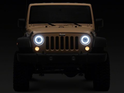 Raxiom 18-26 Jeep Wrangler JL/ 20-26 Gladiator JT HiOutput LED Hlights/Angel Eye DRL-Blk-Clear Lens