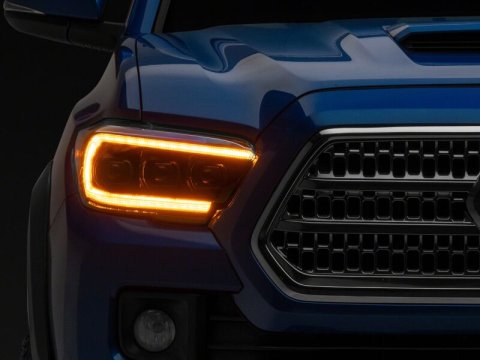Raxiom 16-23 Toyota Tacoma CXR Series V2 LED Projector Headlights- Black Housing- Clear Lens