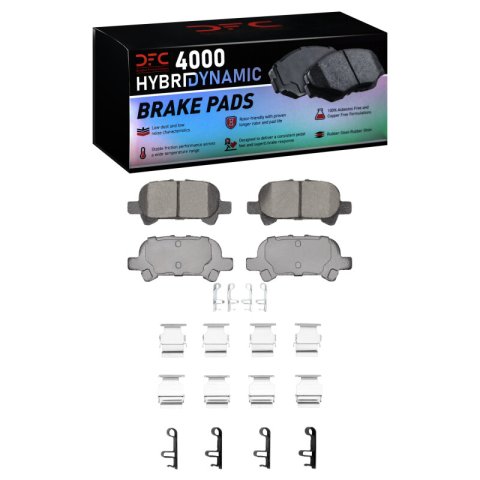 DFC 00-03 Toyota Camry Rear Geospec Rotors w/4000 HybriDynamic Brake Pads w/Hardware (1x dfc4000-0828-02, 2x dfc604-76054)