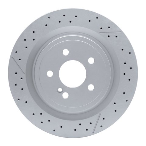 R1 14-19 Mercedes-Benz GLA45 AMG Rear Drill/Slot Carbon Coated Rotor Set w/Optimum Pads (2x dfc634-63101, 1x rnc2551-1630-01)