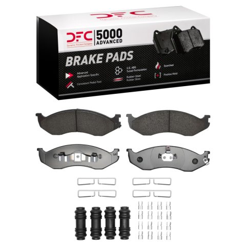 DFC 95-98 Jeep Grand Cherokee Front & Rear Geospec Rotors with 5000 Advanced Brake Pads w/Hardware (Bundled Kit)