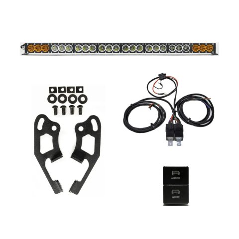 Cali Raised Sherpa Roof Rack Dual Funct. Light Bar & Mount Brckt Kit w/ Wire Harness & Small Switch
