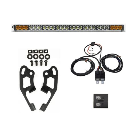 Cali Raised Sherpa Roof Rack Dual Funct. Light Bar & Mount Brckt Kit w/ Wire Harness & Square Switch
