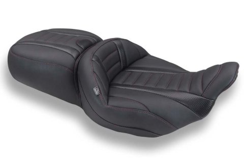 Mustang 23-26 Harley CVO Road Glide, Street Glide, Deluxe ST 1PC 2Up Blk w/ Dark Cherry Thread