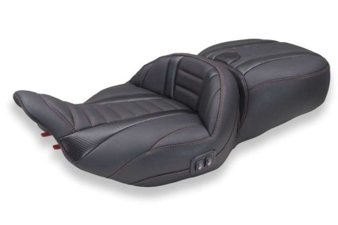 Mustang 23-26 Harley CVO Road Glide, Street Glide, Heated Deluxe ST 1pc 2Up Blk w/ Beauty Thread