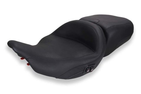 Mustang 23-26 Harley CVO Road Slide, Street Glide, Heated Smooth ST 1pc 2Up Blk w/ Blk Thread