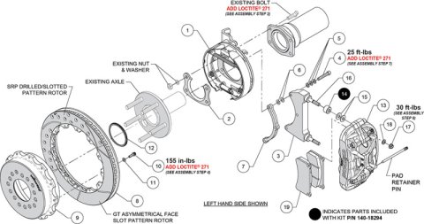 Wilwood New Big Ford XRS4R Rear Big Brake Kit - 13.00in Slotted Rotor - 2.50in Offset - Red