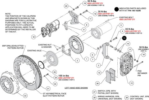 Wilwood New Big Ford XRS4R Rear EPB Big Brake Kit - 12.88in Slotted Rotor - 2.50in Offset - Black