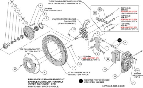 Wilwood 63-87 Chevy C10 XRS6R Frnt Big Brake Kit - 14in Drill & Slot Rotor - Steel Pro Spindle - Red
