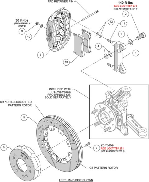 Wilwood Chevy C10 XRS6R Front Big Brake Kit - 12.19in Drill & SlotRotor - Alum. Pro Spindle - Black
