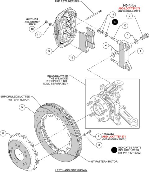 Wilwood Chevy C10 XRS6R Front Big Brake Kit - 14in Slotted Rotor - Alum. Pro Spindle - Red