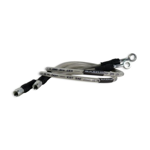 Baer Brakes 25.25in Long Braided Hose Set w/ 3AN Female Straight x 10mm 20 Degree Banjo Ends