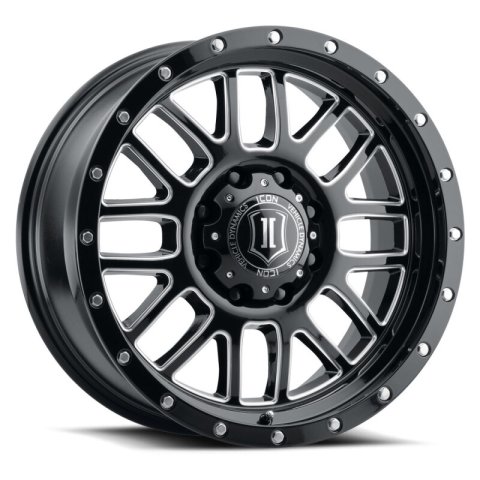 ICON Alpha 20x9 / 6x5.5 / 16mm / 5.625in BS Gloss Black Wheel w/ Milled Windows