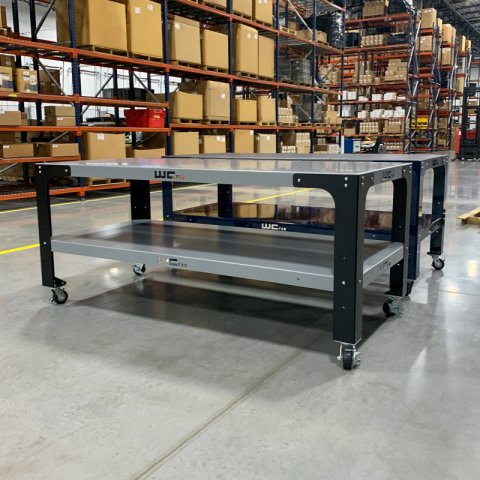 Wehrli Modular Steel Work Bench Top/Shelf Kit - 42in x 72in x .120in Thick (Grey)